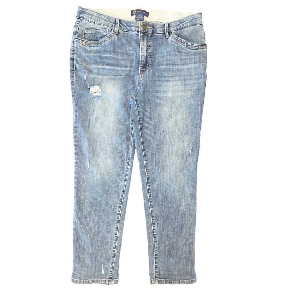 Democracy Ab solution Light Wash Distressed Straight Leg Jeans Blue Size 14